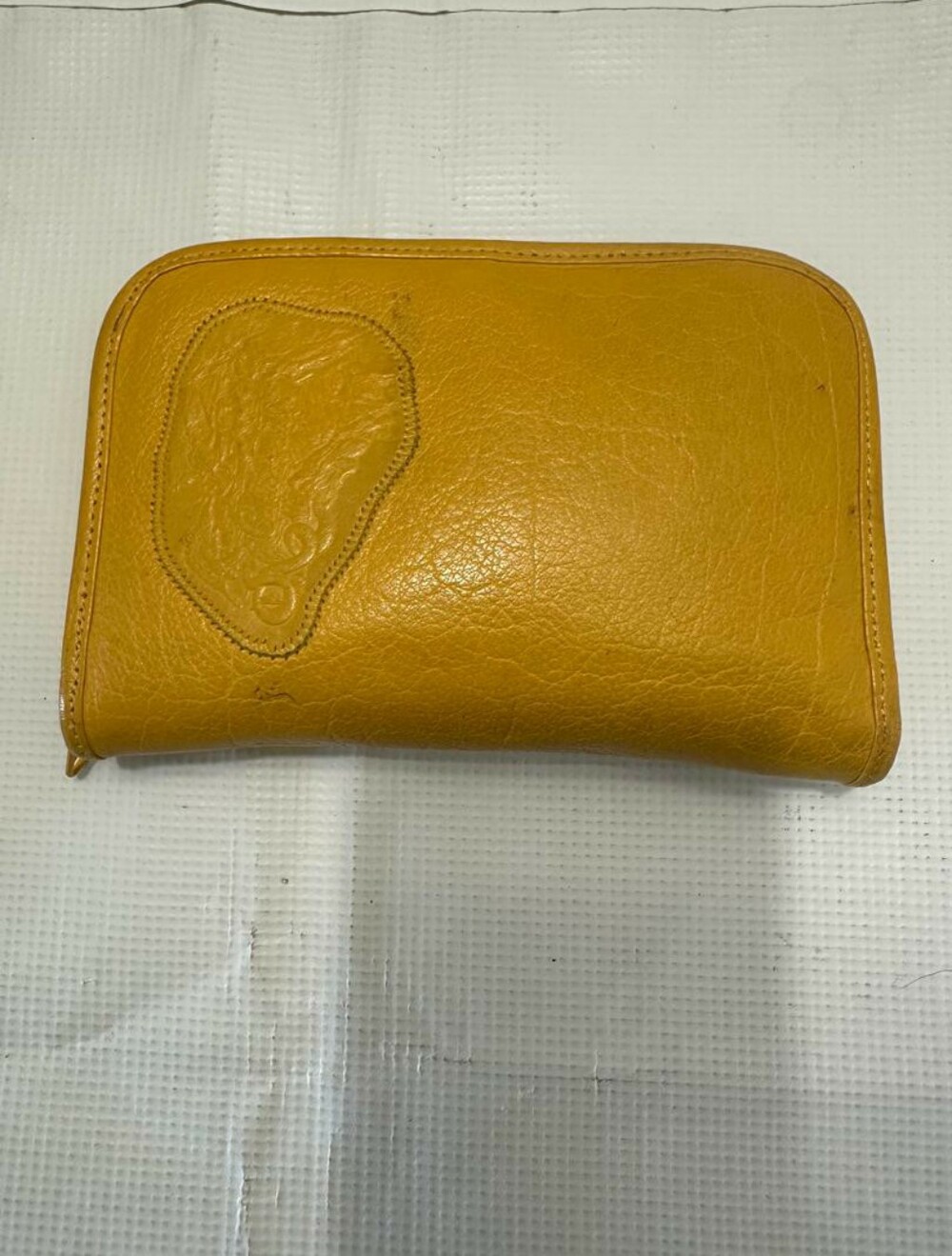 Carlos Falchi Yellow Pebbled Leather Wallet Pouch